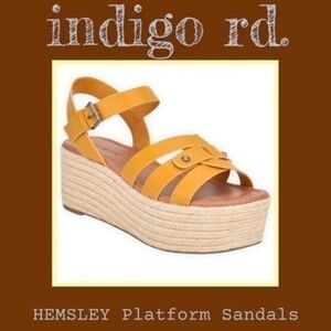 INDIGO RD. Hemsley Cross Strap Golden Yellow Platform Sandals NEW/10M
